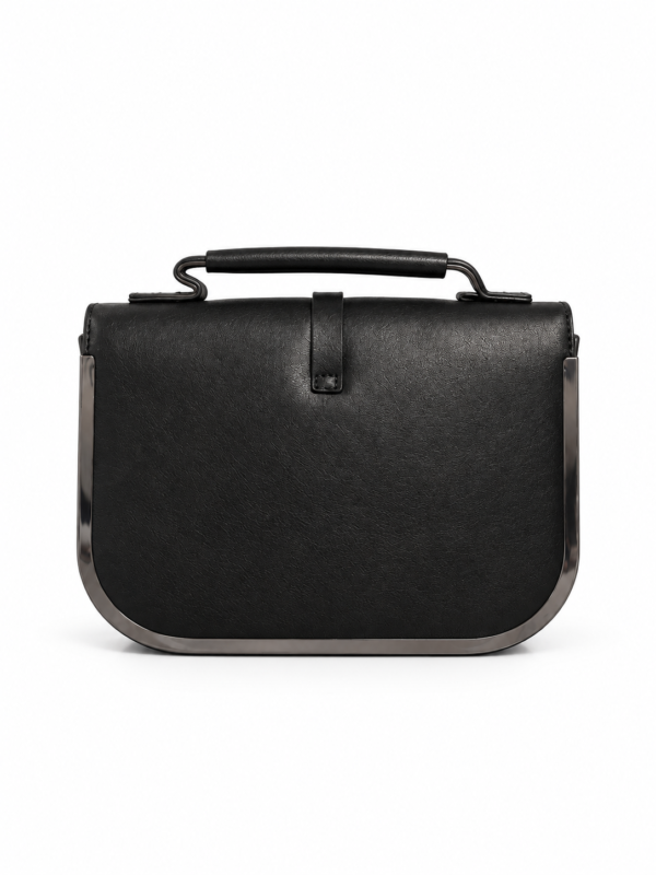 vyntera-noir-back-white Noir Pleat Top-Handle Bag