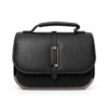vyntera-noir-front-white Noir Pleat black top-handle bag, front view on white