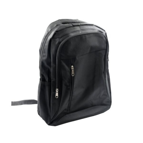 vyntera-urban-backpack-front-supplier Urban Black Everyday Backpack, supplier front view on white